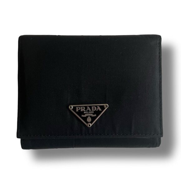Black Prada Tessuto Nylon Trifold Wallet - Picture 1 of 12